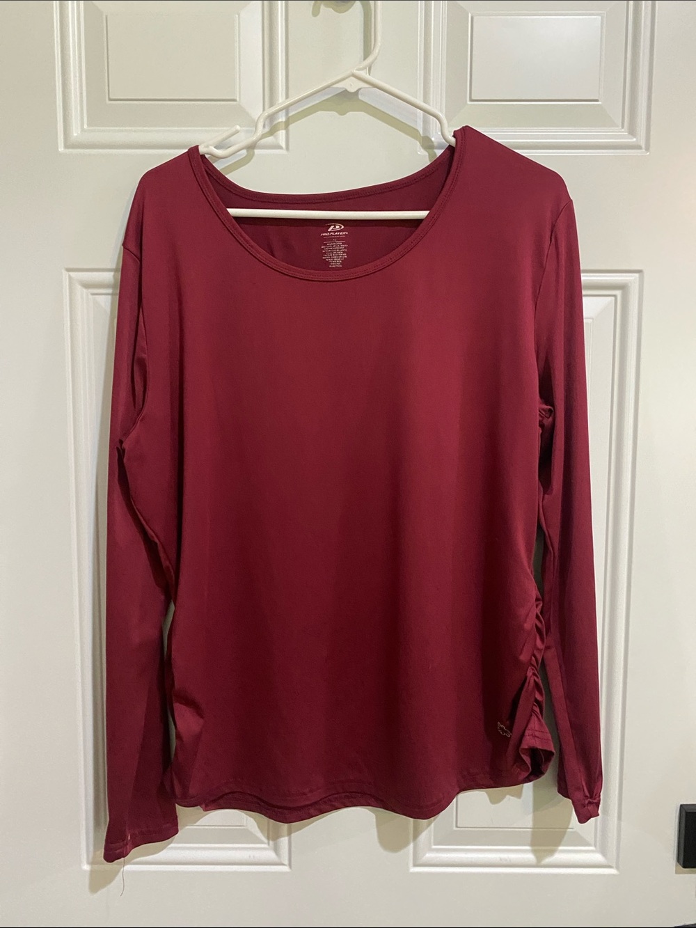 Pro Player Women's Long Sleeve Scoop Neck Top in Wine